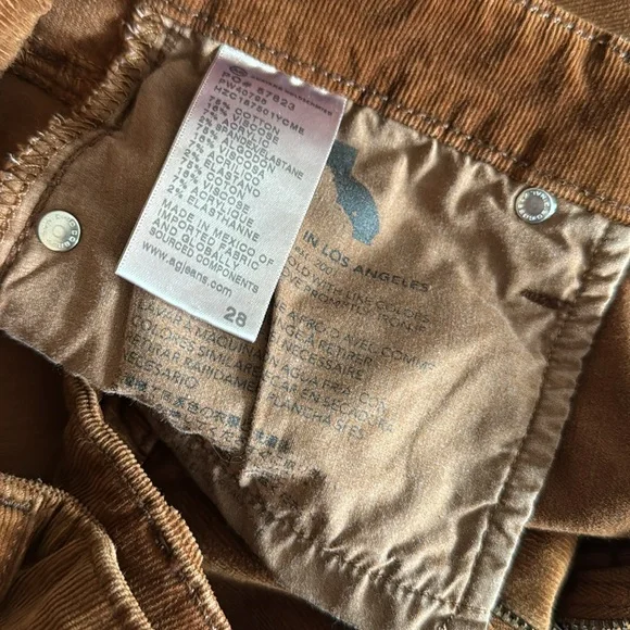 NWOT AG Mari High Rise Slim Straight corduroy 1 year sulfur caramel color - Picture 6 of 7